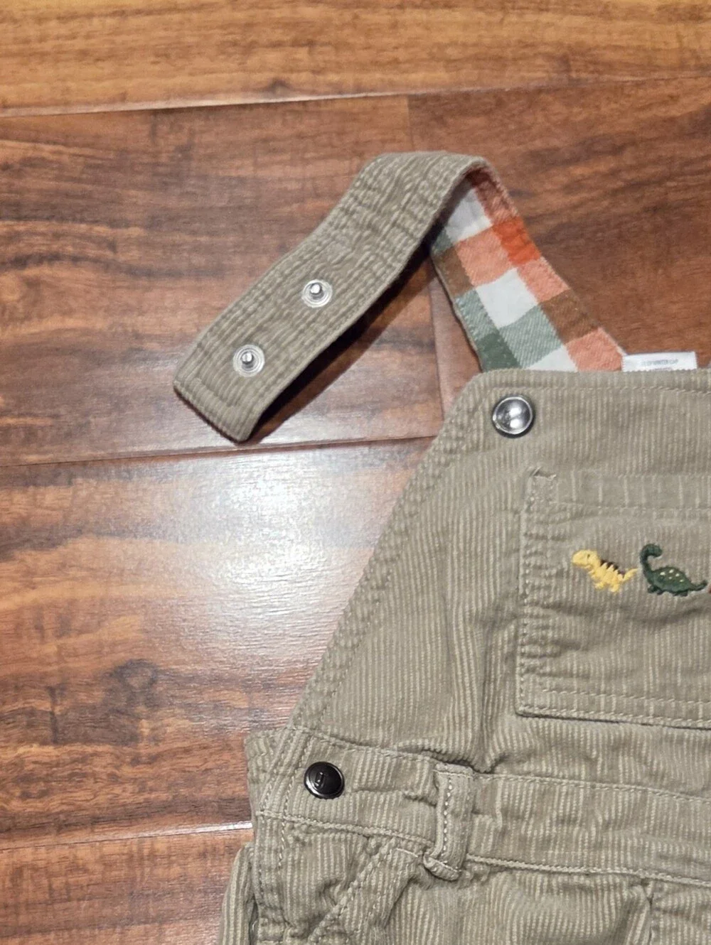Gymboree EUC 18-24 Months Beige Corduroy Overalls and Plaid Flannel Shirt